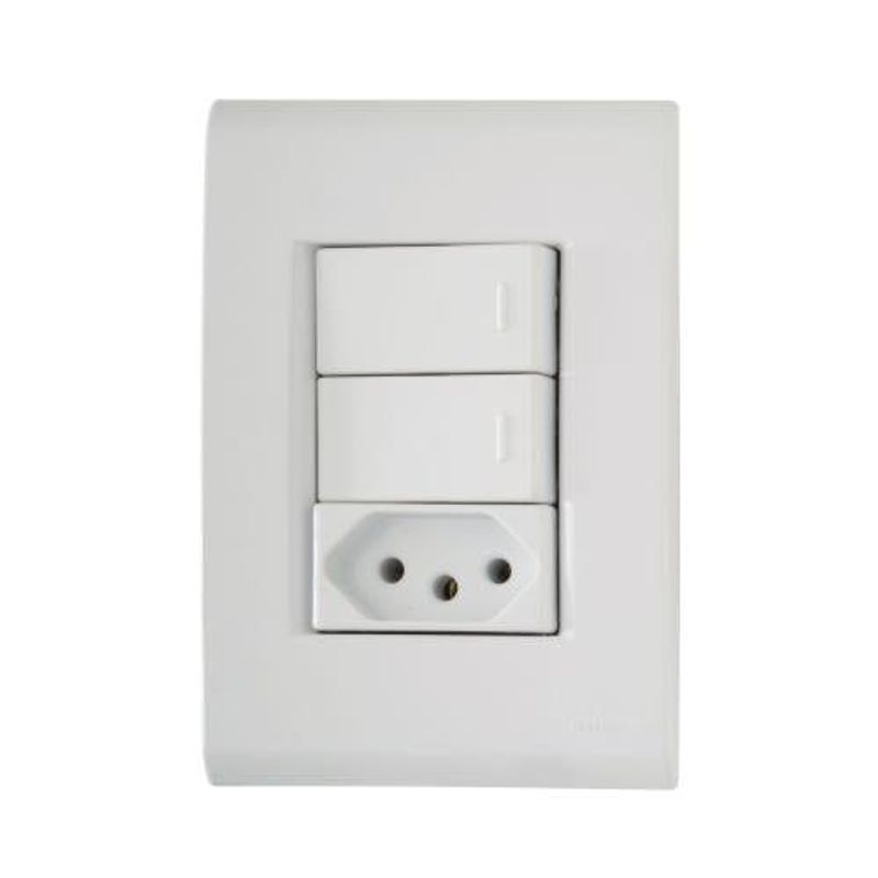 Tramontina Liz Conjunto 2 Interruptores Simples 1 Tomada 2P+T 10A