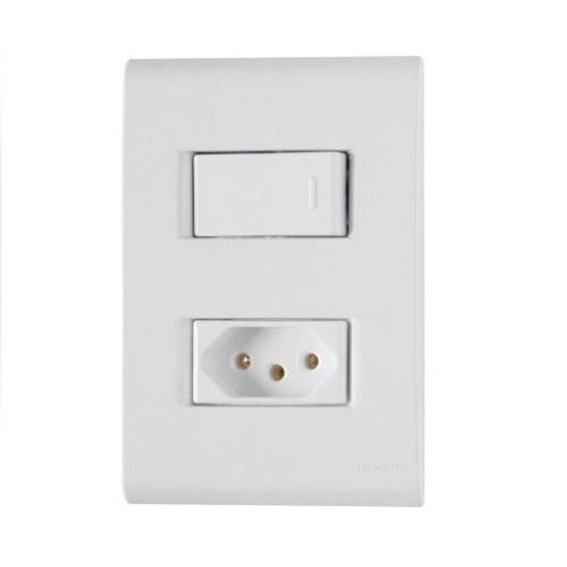 Tramontina Liz Conjunto 1 Interruptor Simples + 1 Tomada 2P+T 10A