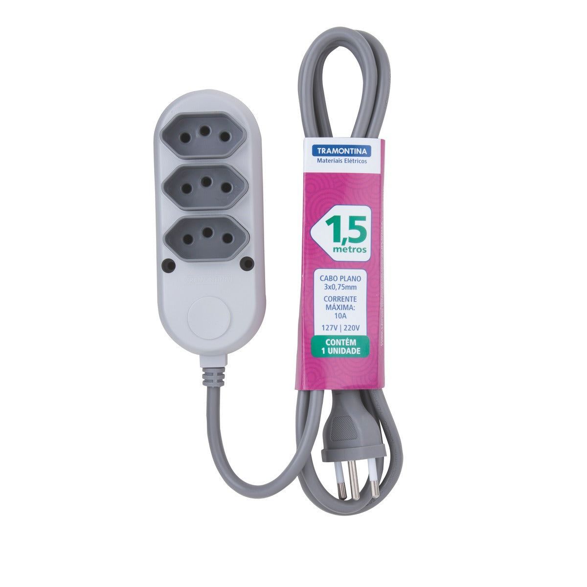 Tramontina Extensão 3 Tomadas 2P+T 10A 1,5m