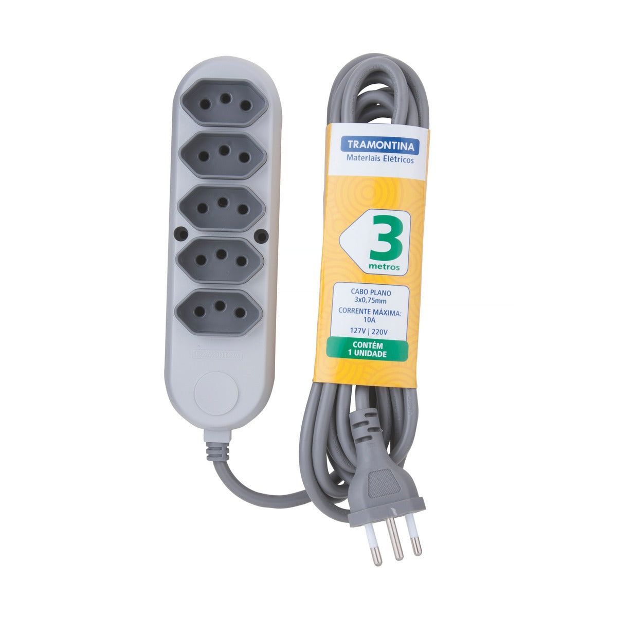 Tramontina Extensão 5 Tomadas 2P+T 10A 3m