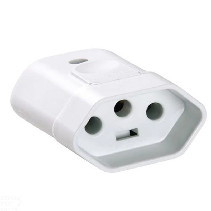 Plugue Fêmea 2P+T 10A Branco Tramontina