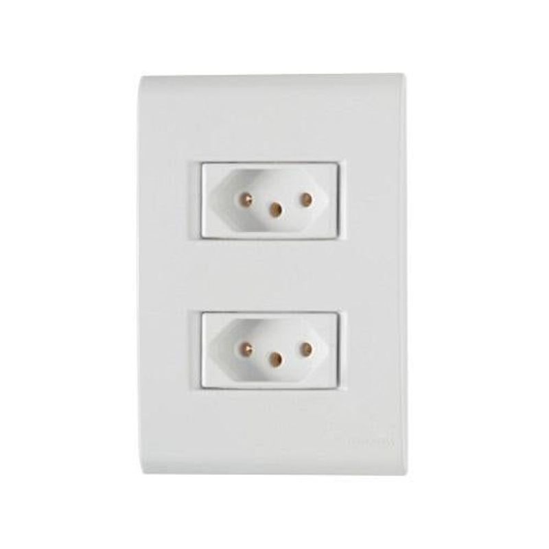 Conjunto Tramontina Liz com 2 Tomadas 2P+T 10A 250V Branca