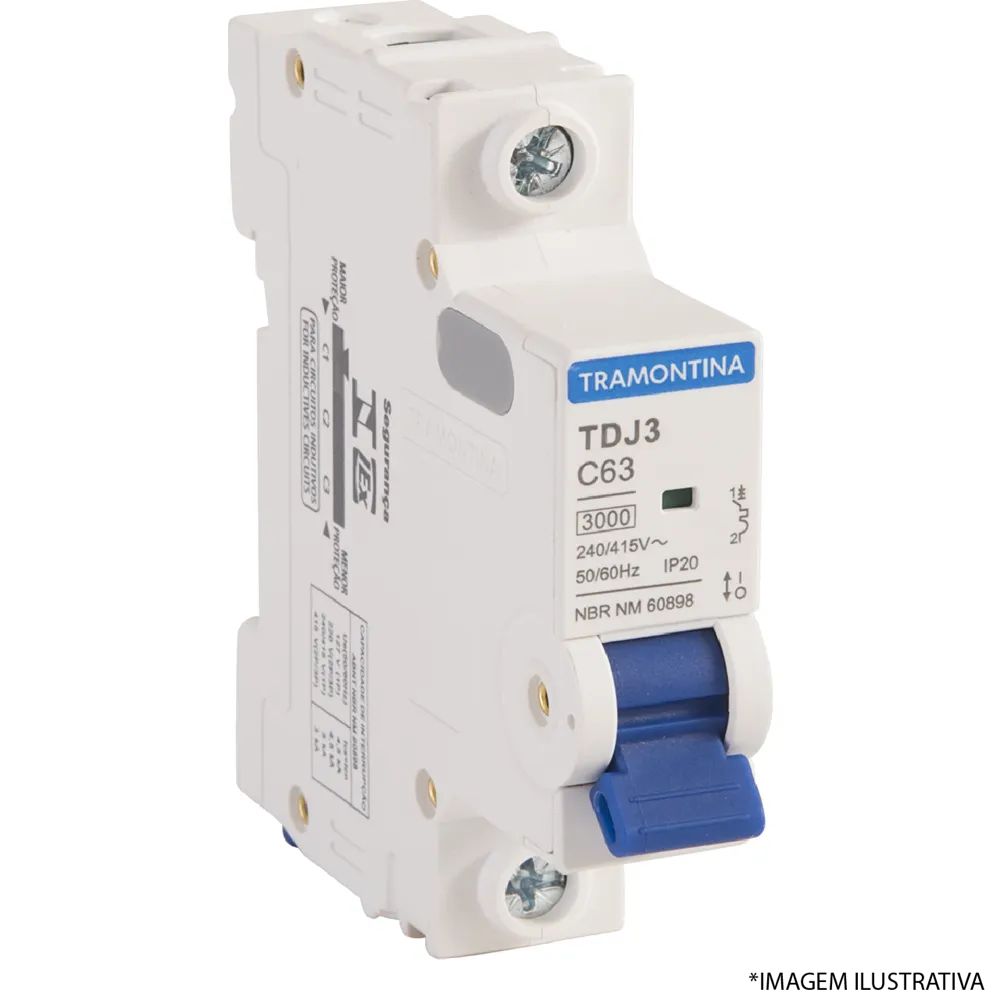 Disjuntor DIN Unipolar Tramontina 63A Branco