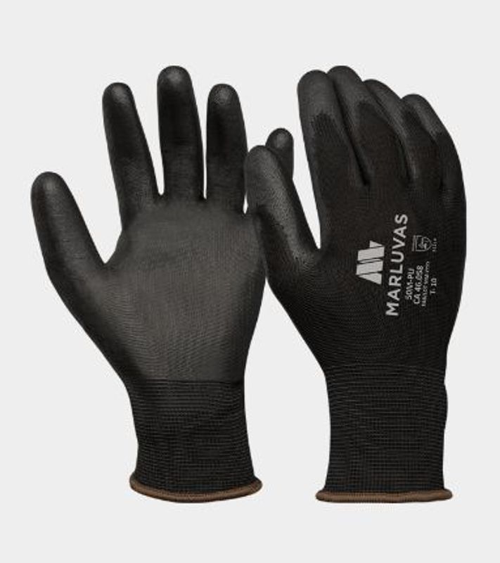 Luva Multitato PU Preta, Tamanho 9, Marluvas