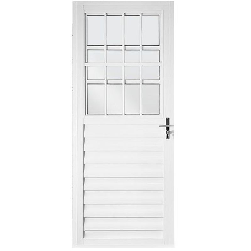 Porta Postigo SSP 80x210cm com Vidro Branco, Lado Direito Aluvid