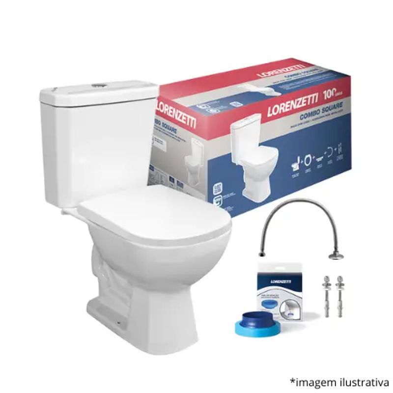 Kit Bacia Lorenzetti Com Caixa Square Branca