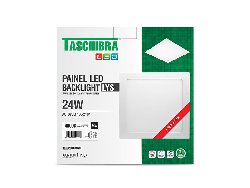 Painel LED 24W Lys Quadro de Embutir Branco 4000K