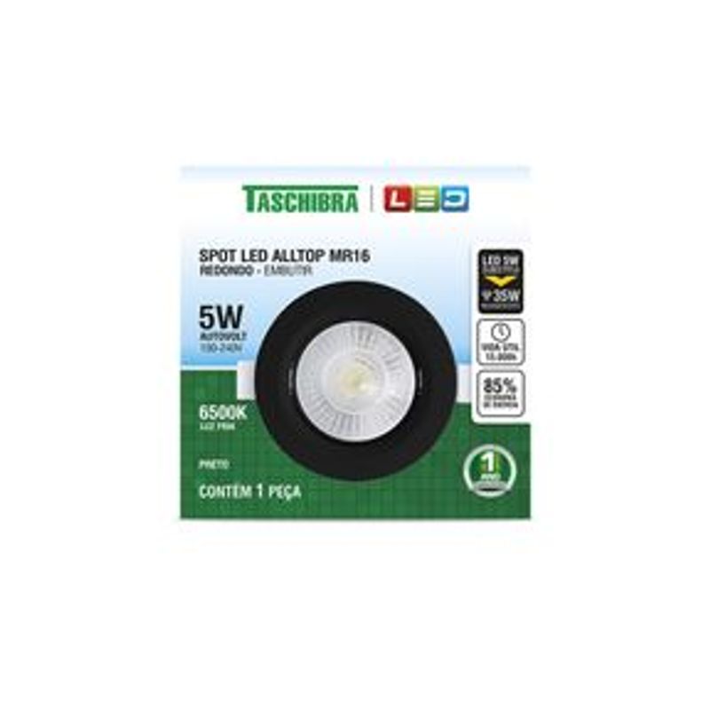 Spot de Embutir Redondo Alltop LED MR16 5W 6500K 38 PR