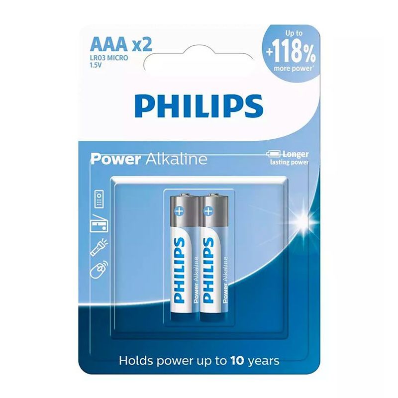 Pilha Alcalina Philips AAA, com 2 Unidades