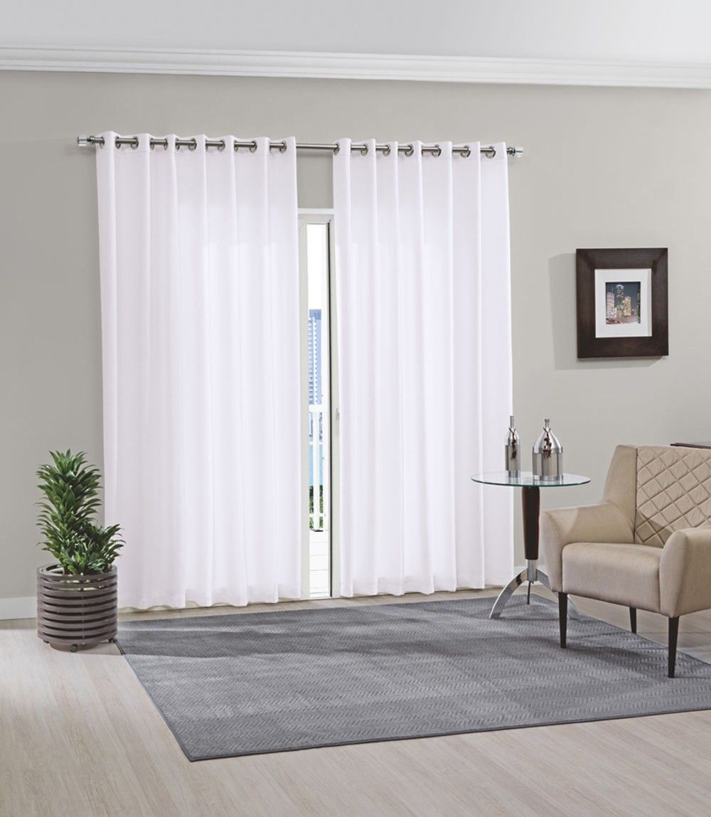 Cortina Duplex Bella Janela Lisa Cromo/Branco 3,00m X 1,70m
