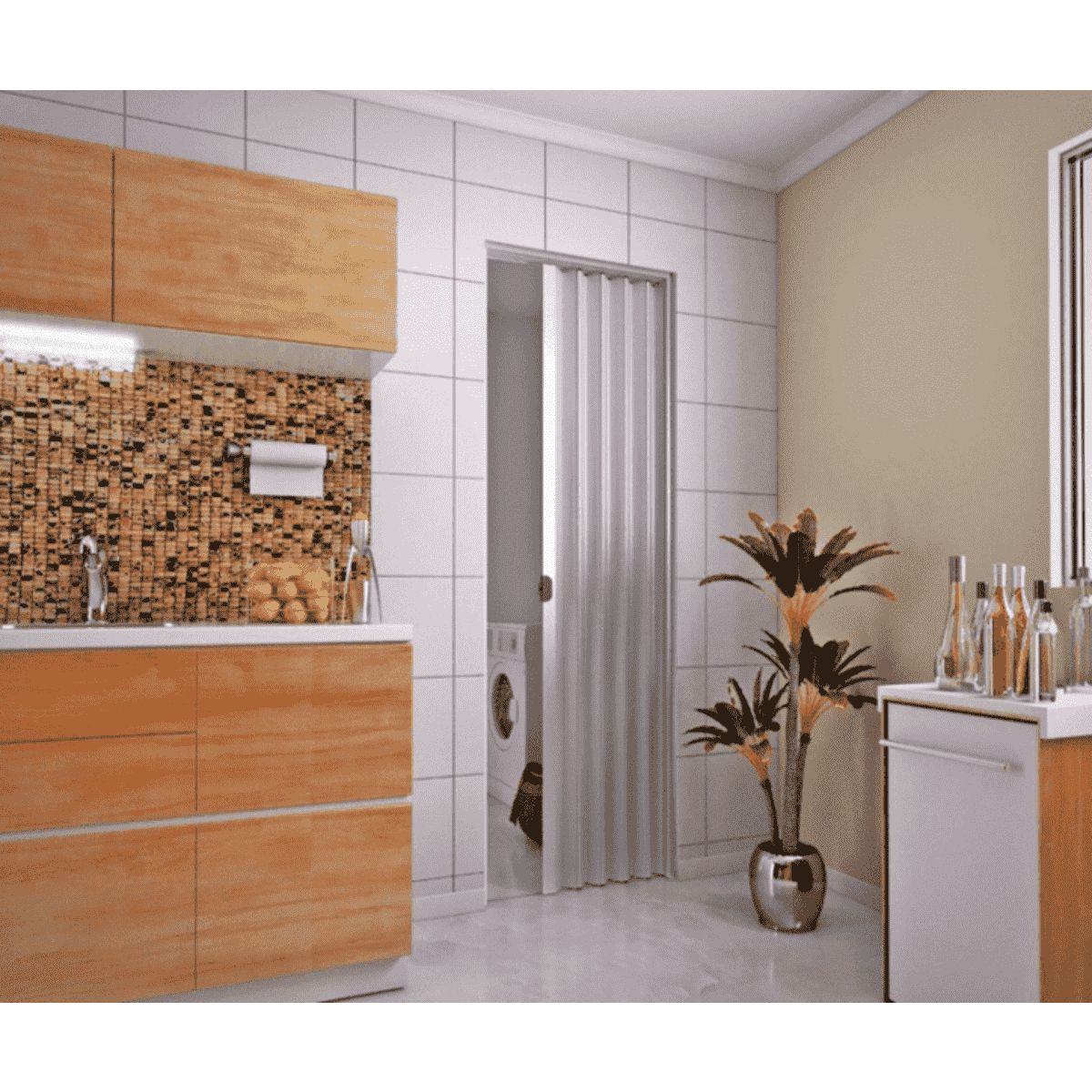 Porta Sanfonada Plasbil PVC Cinza 90cm