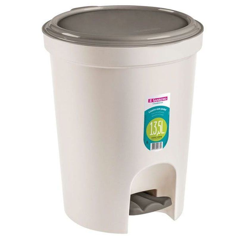 Lixeira Redonda com Pedal Plástica Sanremo 13,5 Litros