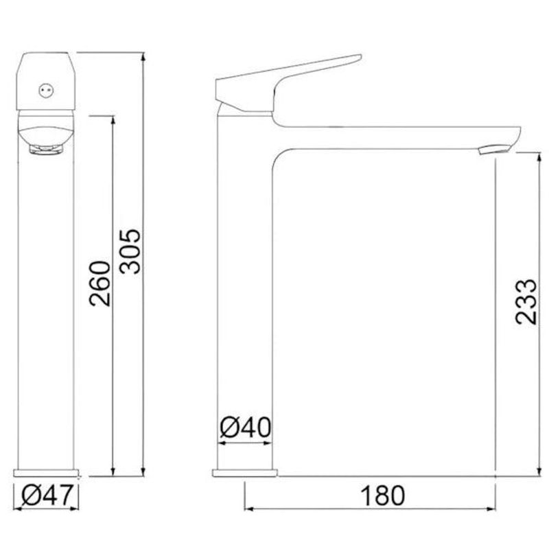 Monocomando de Lavatório para Cuba de Apoio Loren Mix 2877 C72 Lorenzetti