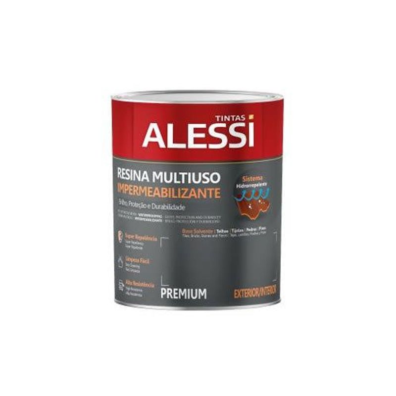Resina Alessi Multiuso Incolor 0,9 Litros Base Solvente