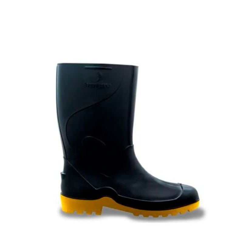 Bota de PVC Preta e Amarela, Tamanho 42