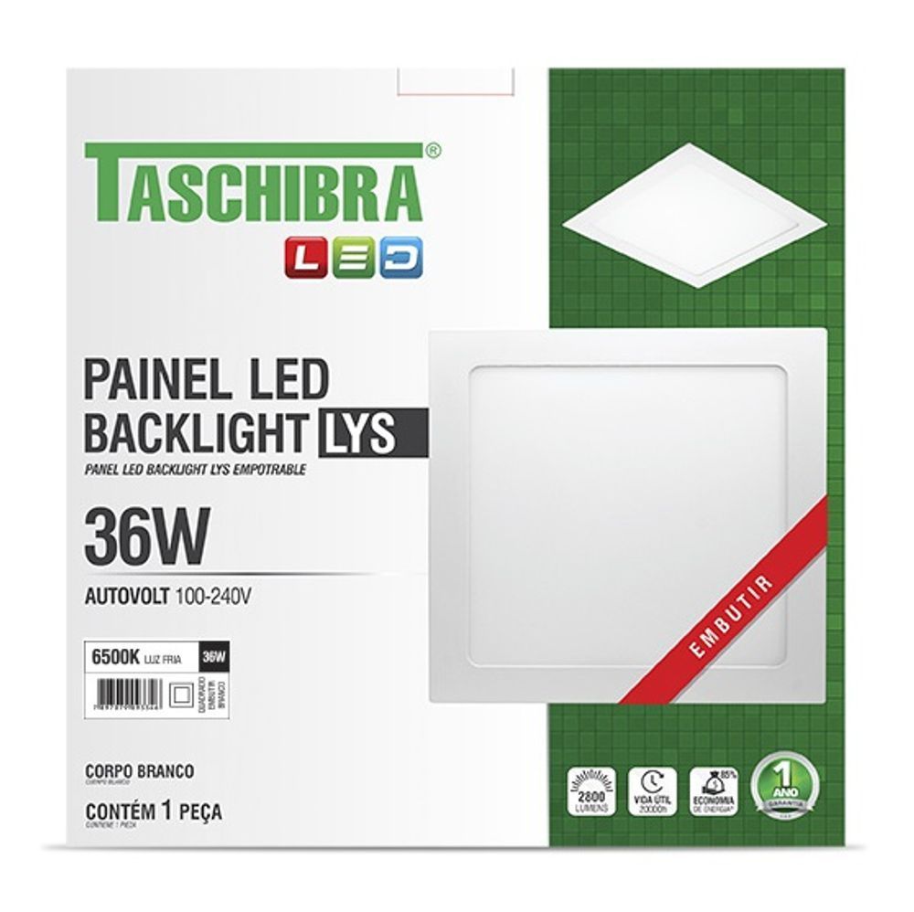 Painel LED 36W Lys 40x40 de Embutir 6500K