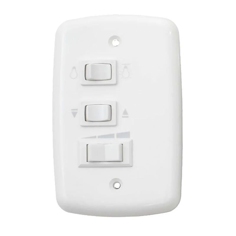 Chave Tecla de 3 Vias para Ventilador Liege, 127V, Branca