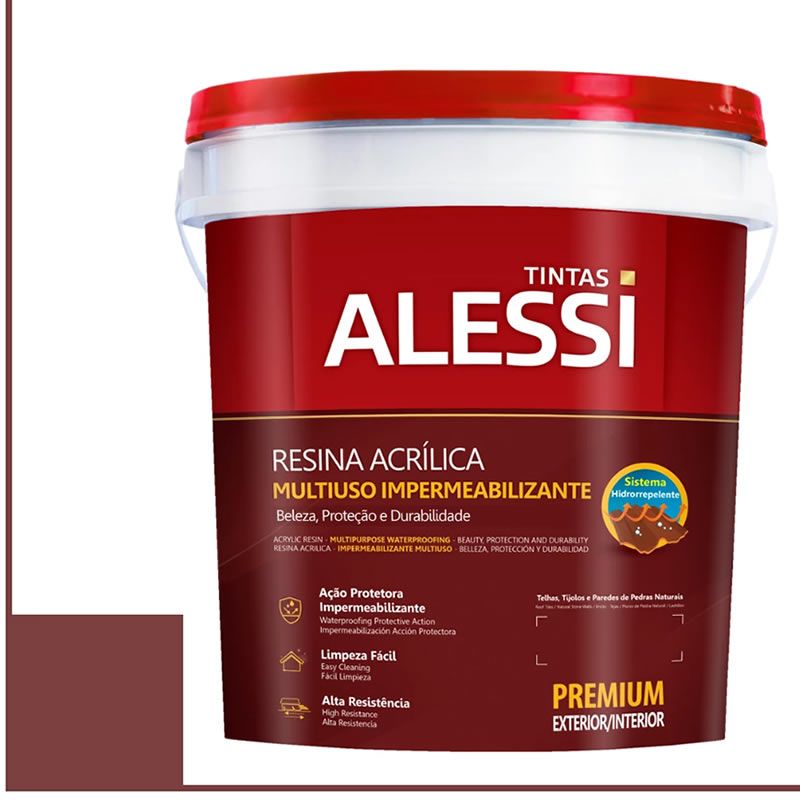 Resina Acrílica Alessi Multiuso Vermelho Óxido 18L Base Água