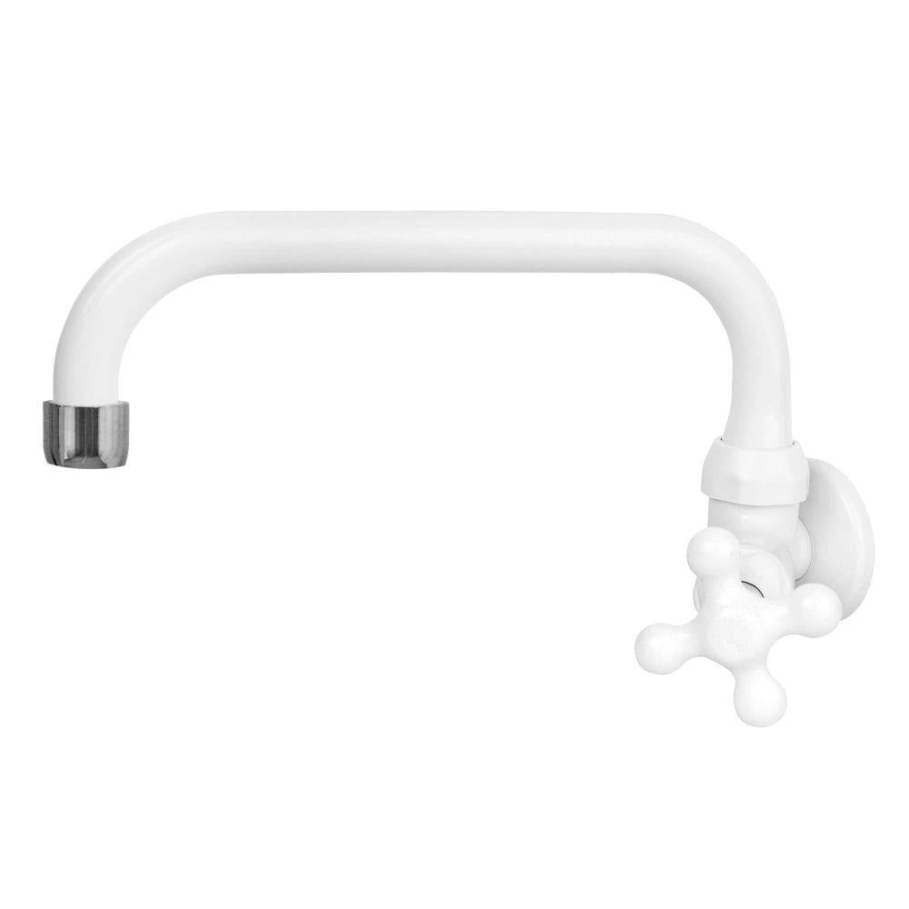 Torneira de Cozinha de Parede Viqua Maruja 1/2 Polegada Bica Horizontal Branca 1/4 de Volta