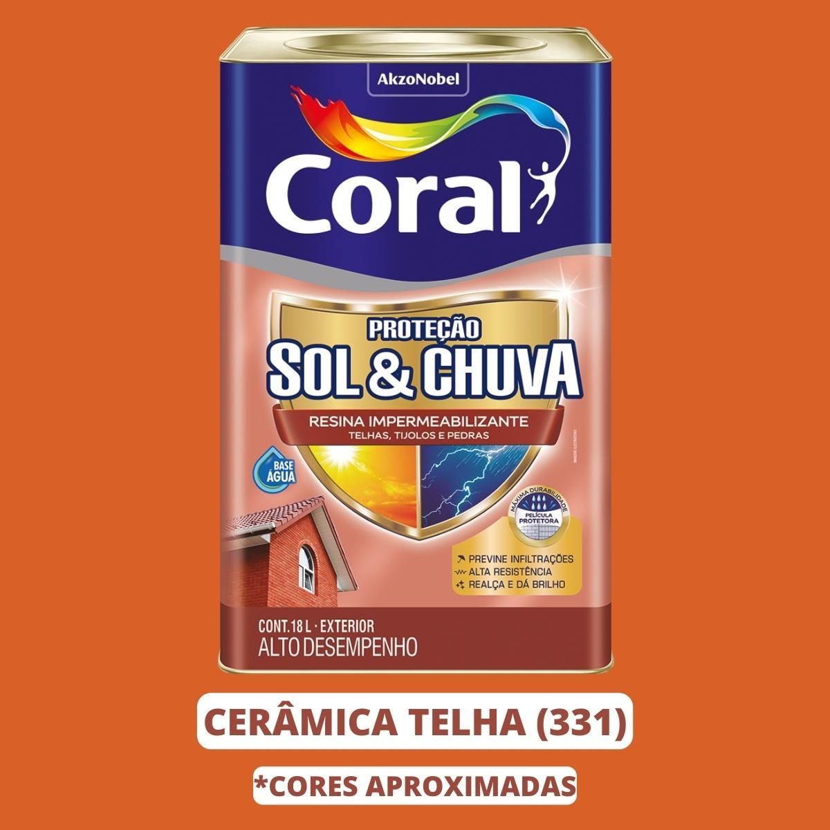 Resina Impermeabilizante Coral Proteção Sol e Chuva 18 Litros Cerâmica Telha