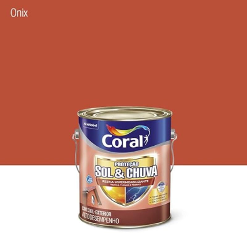 Coral Resina Impermeabilizante Protetora Sol e Chuva 3,6 Litros Cerâmica Ônix