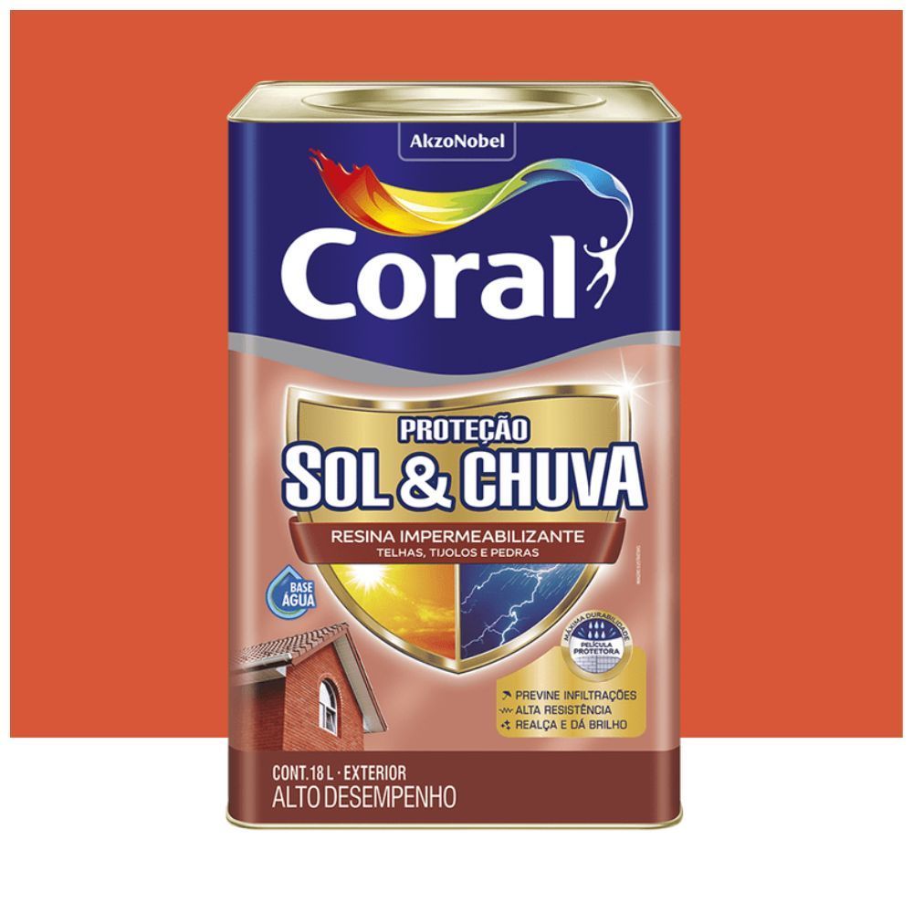 Coral Resina Impermeabilizante Protetora Sol e Chuva 18 Litros Cerâmica Ônix