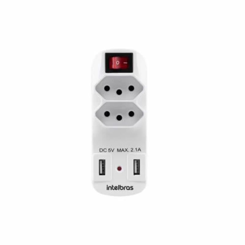 Adaptador Intelbras EAC 1002 com 2 Tomadas e 2 USB