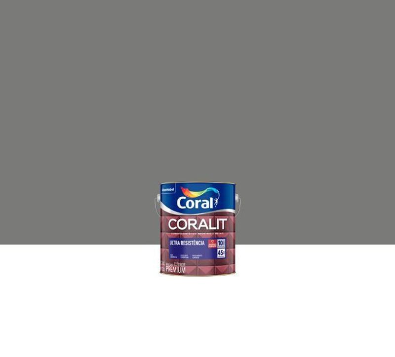 Tinta Esmalte Sintético Coralit Ultra Resistência, Alto Brilho, Cinza Médio, 3,6L