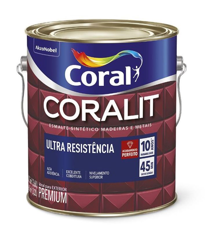 Tinta Esmalte Sintético Coralit Ultra Resistência Alto Brilho, Azul França, 3,6L