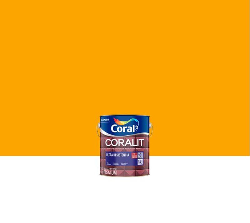 Tinta Esmalte Sintético Coralit Ultra Resistência Alto Brilho, Amarelo, 3,6L