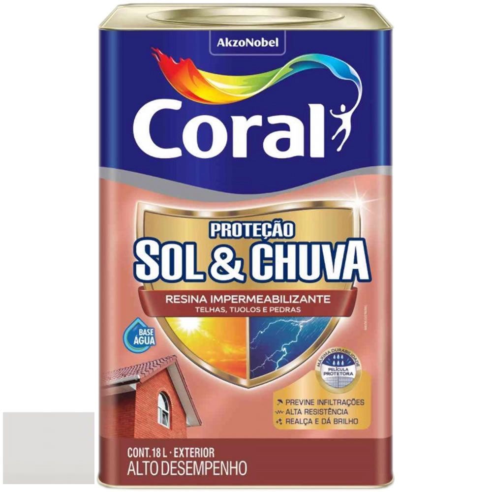 Coral Resina Impermeabilizante Proteção Sol e Chuva 18 Litros Incolor
