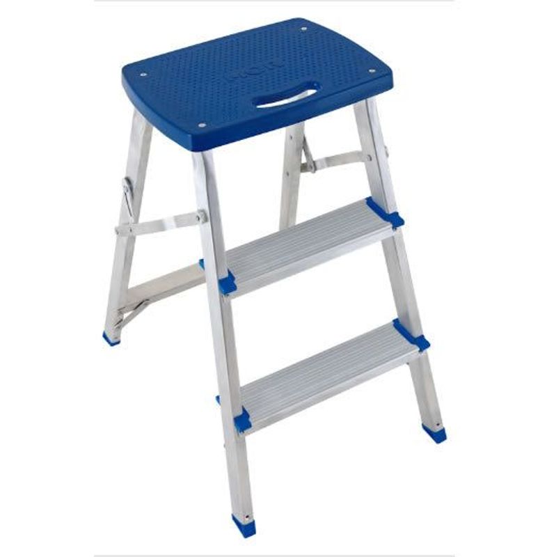 Escada Banqueta Mor de Alumínio, Cor Cinza