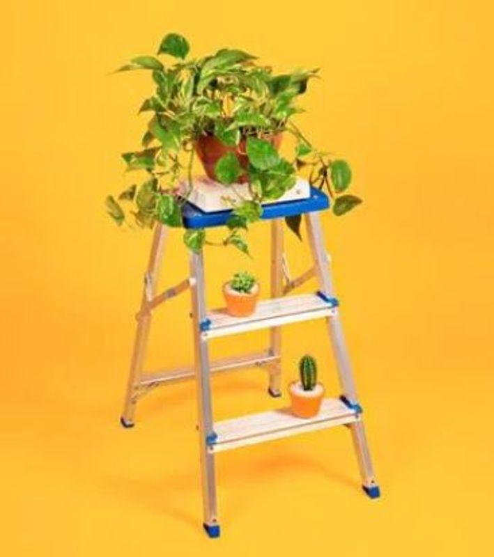 Escada Banqueta Mor de Alumínio, Cor Cinza