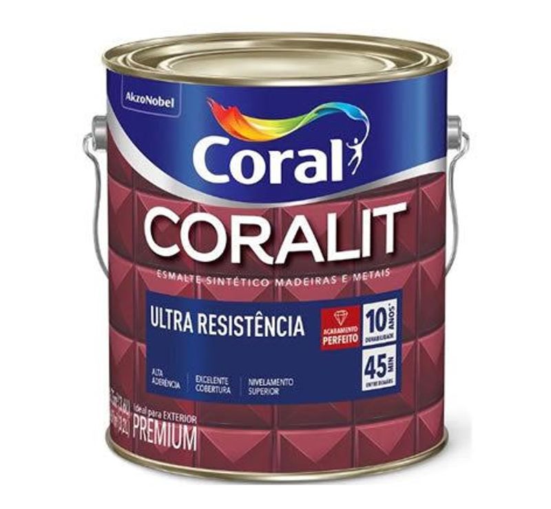 Tinta Esmalte Sintético Coralit Ultra Resistência, Acabamento Fosco, 3,6 Litros, Cor Branco