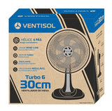 Ventilador de Mesa Ventisol Oscilante Turbo, 6 Pás, 30cm, Azul e Cinza, 127V