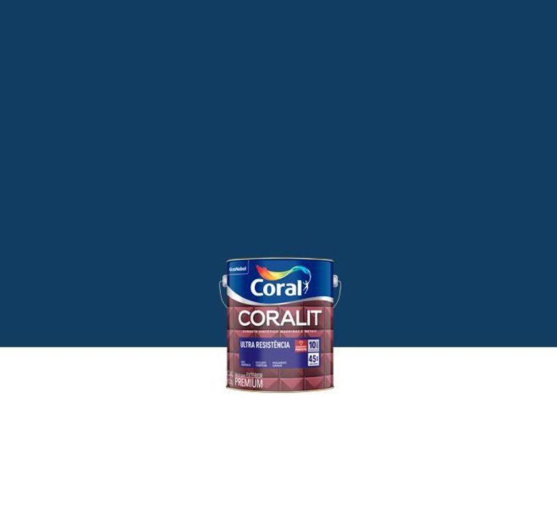Tinta Esmalte Sintético Coralit Ultra Resistência Alto Brilho 900ml, Cor Azul Del Rey