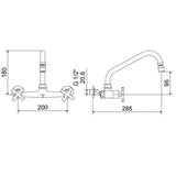 Misturador Meber para Cozinha de Parede 3005 Ômega C28, Cromado BA AA
