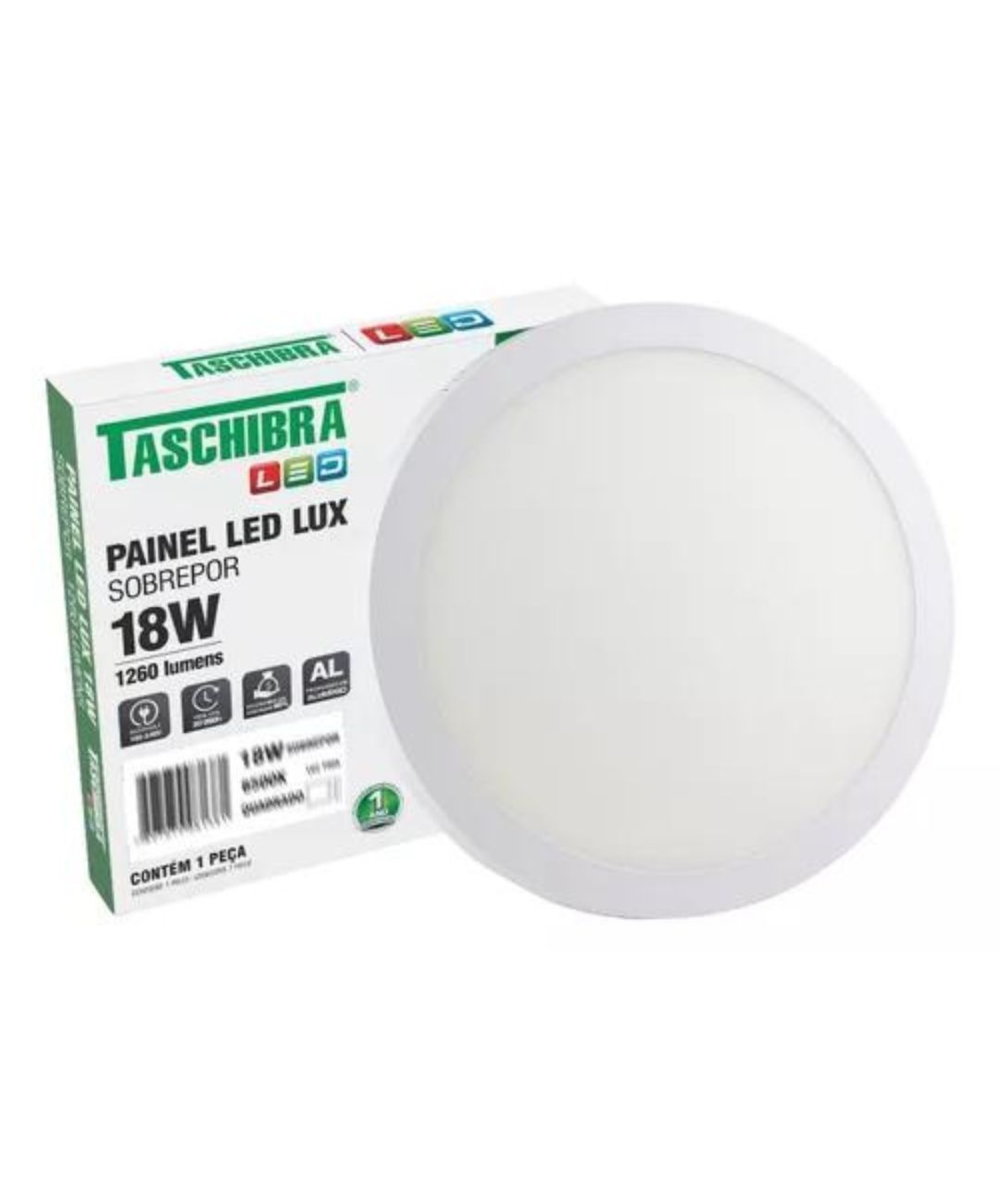 Placa LED Taschibra de Sobrepor Redonda 18W 6500K Bivolt