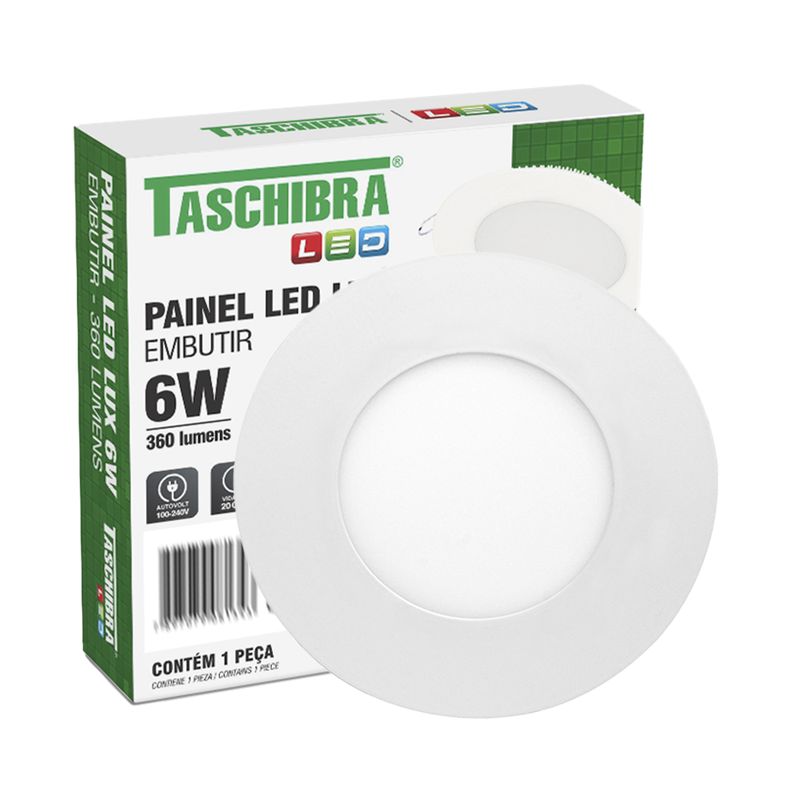 Placa LED Taschibra de Embutir Redonda 6W 6500K Bivolt