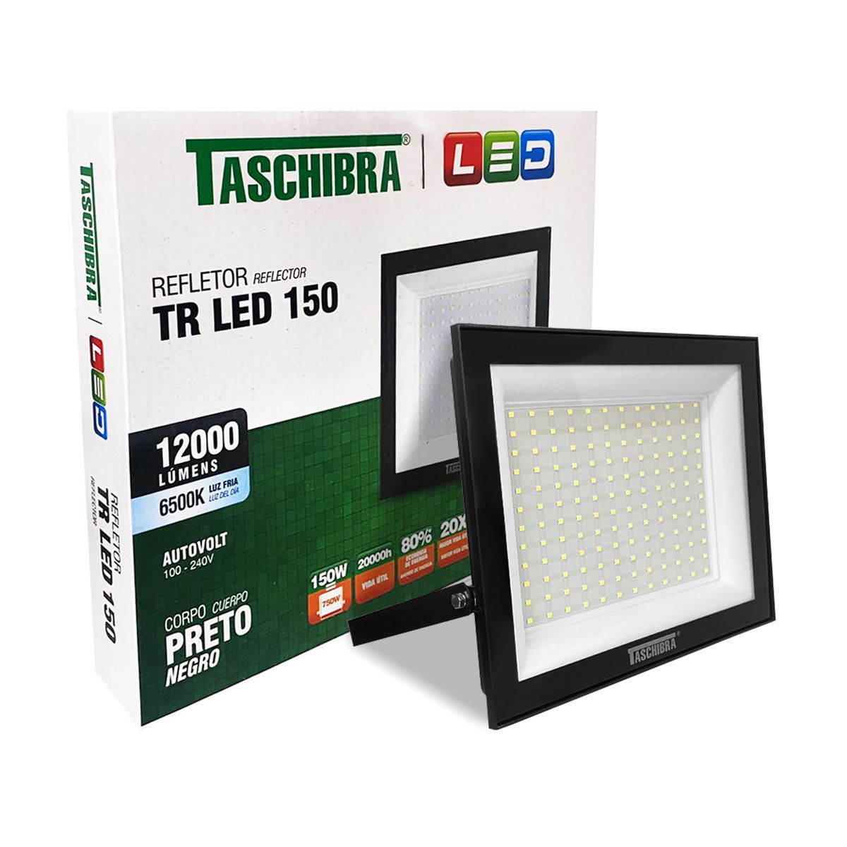 Refletor LED TR Slim Taschibra 150W 6500K Preto