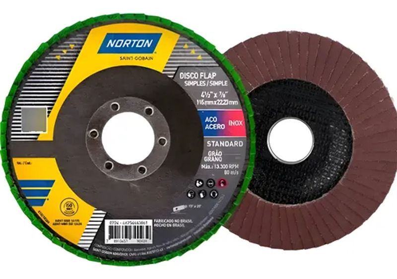 Disco Flap Norton 115mm Grão 120 Para Desbaste E Acabamento