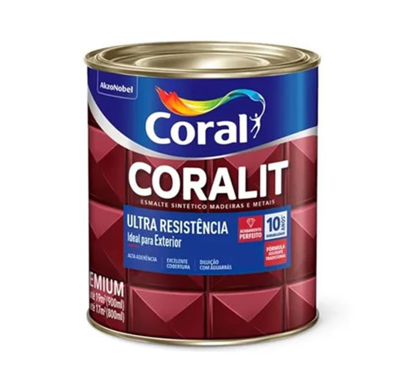 Tinta Esmalte Sintético - Ultra Resistência - Coralit - 900ml Fosco Branco - 10 Anos