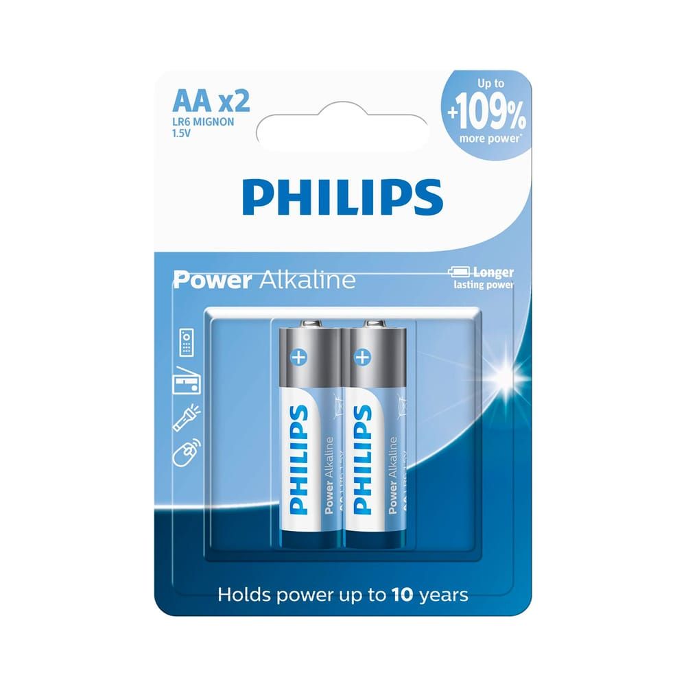 Pilha Alcalina AA - Philips - 2 Unidades 1.5V - Energia Confiável e Duradoura