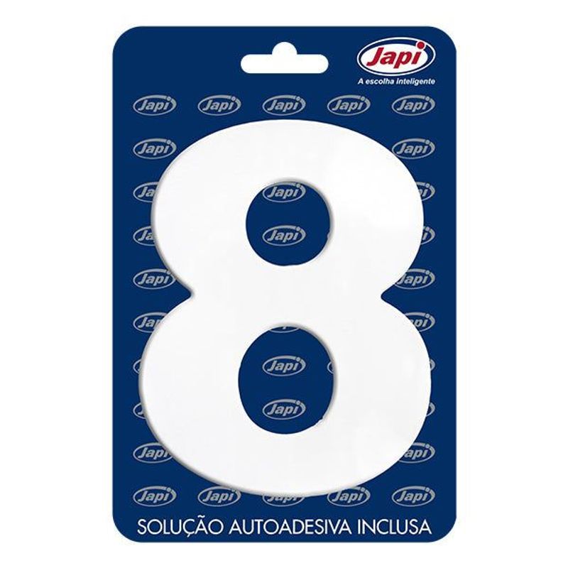 Número 8 JAPI em ACM Branco 125mm