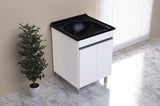 Armário de Lavanderia Amélia 60cm Branco com Tampo Preto