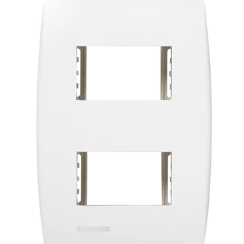 Conjunto Placa 2 Módulos Simples 4x2 Branco Iluminado com Suporte