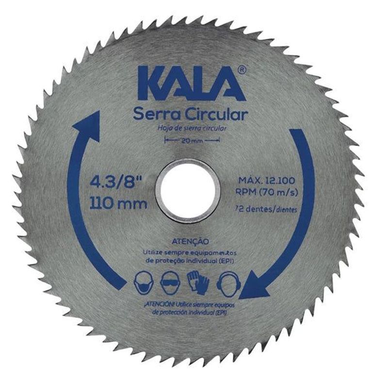 Disco Serra Circular KALA para Madeira 110x20mm 72 Dentes Widea