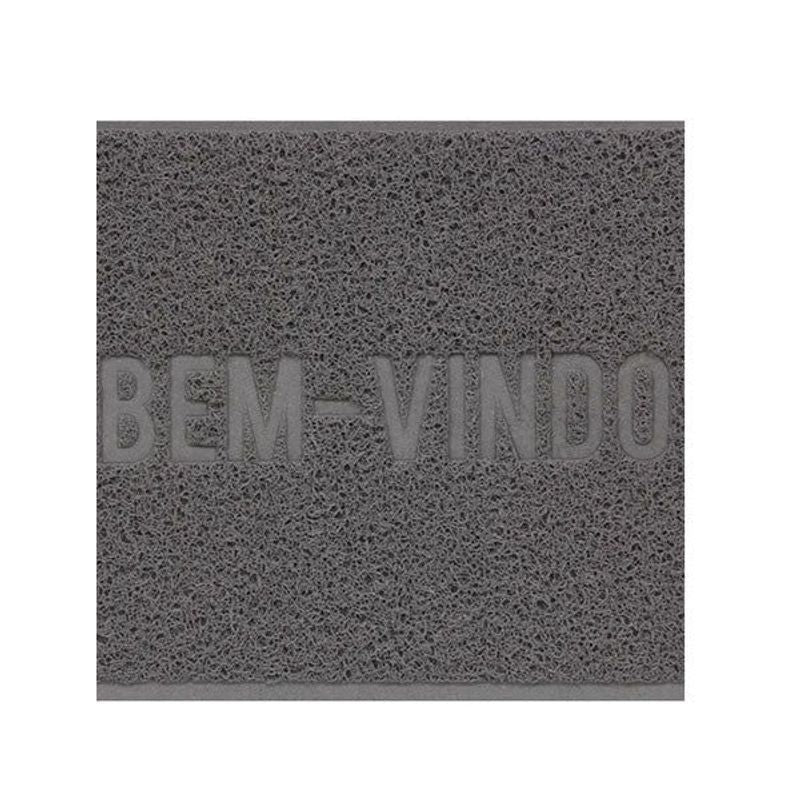 UZOO Capacho Vinílico Color Block 'Bem Vindo' Cinza 60x40cm