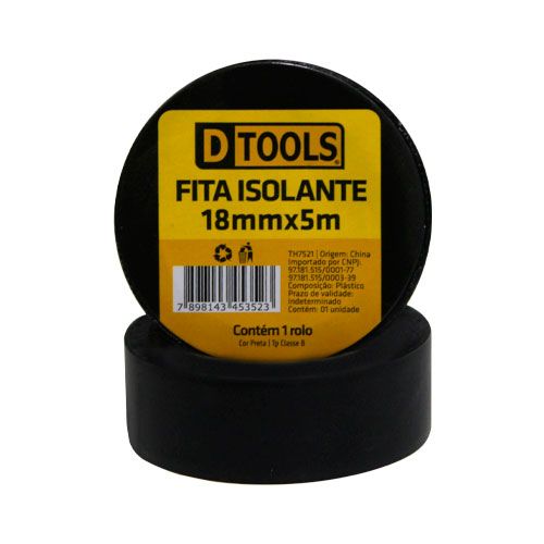 Fita Isolante Dtools Preta 18mm X 5m
