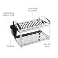 Escorredor de Louças Inox 16 Pratos Suprema com Porta-Talheres Brinox — 3 [enriquecedor]